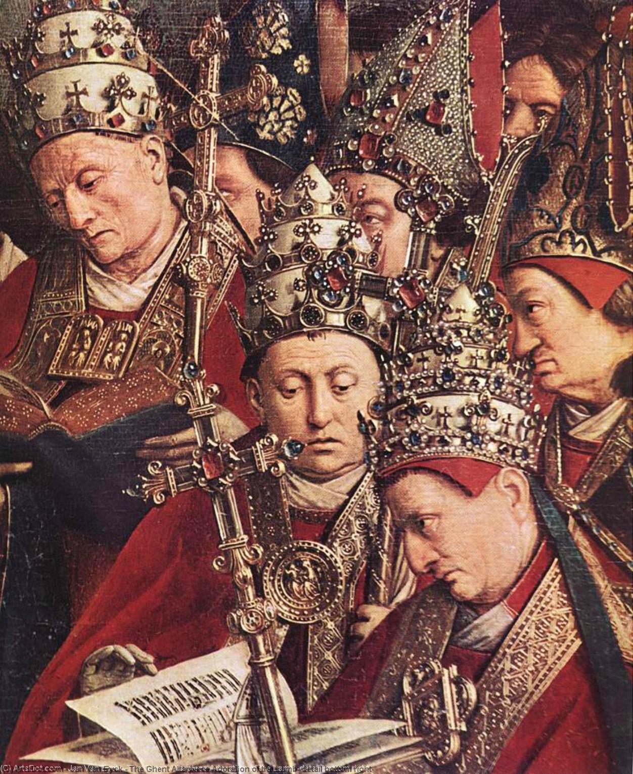 The Ghent Altarpiece Adoration Of The Lamb (detail Bottom Right) — Jan Van Eyck