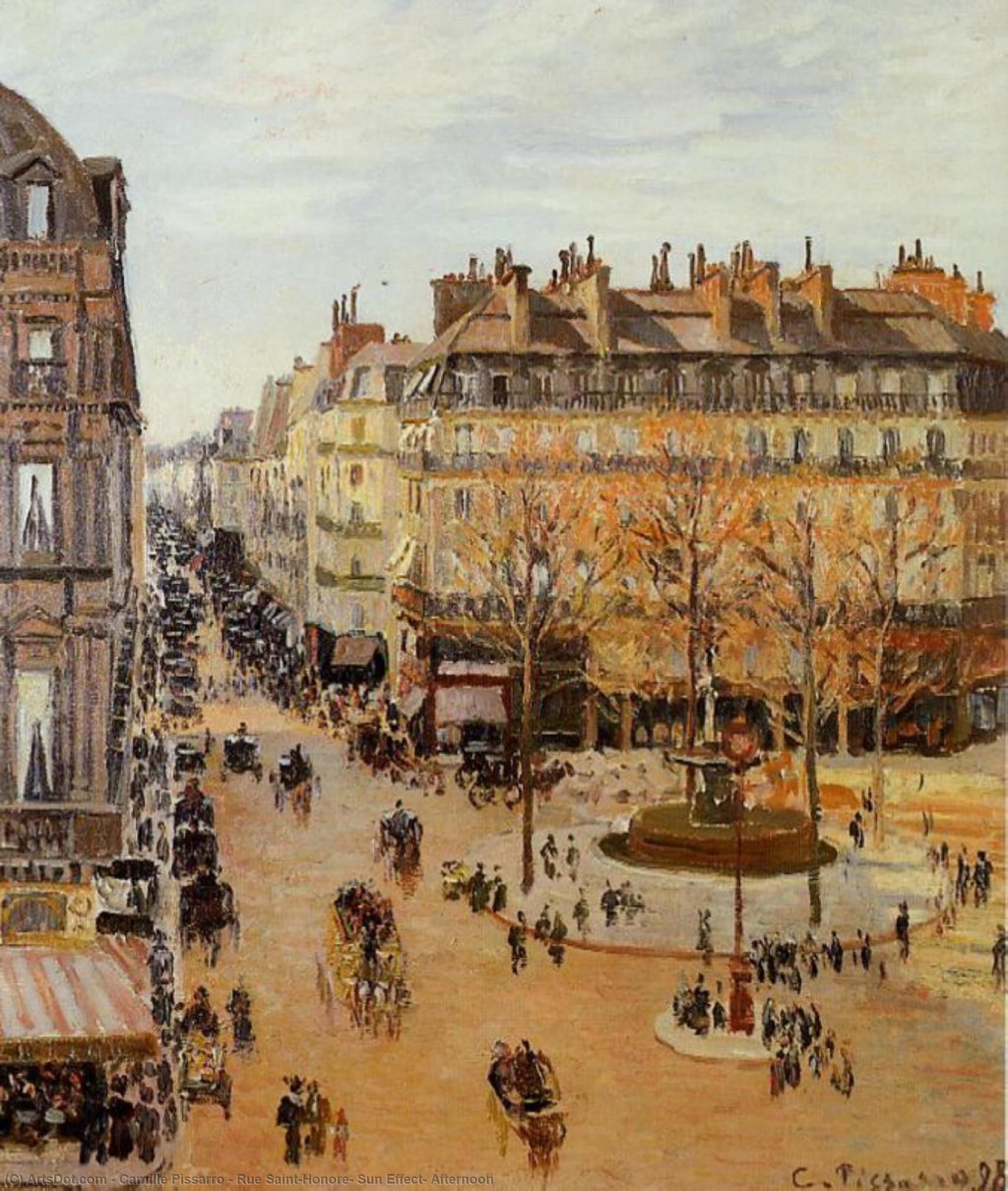 Rue Saint-honore, Sun Effect, Afternoon — Camille Pissarro