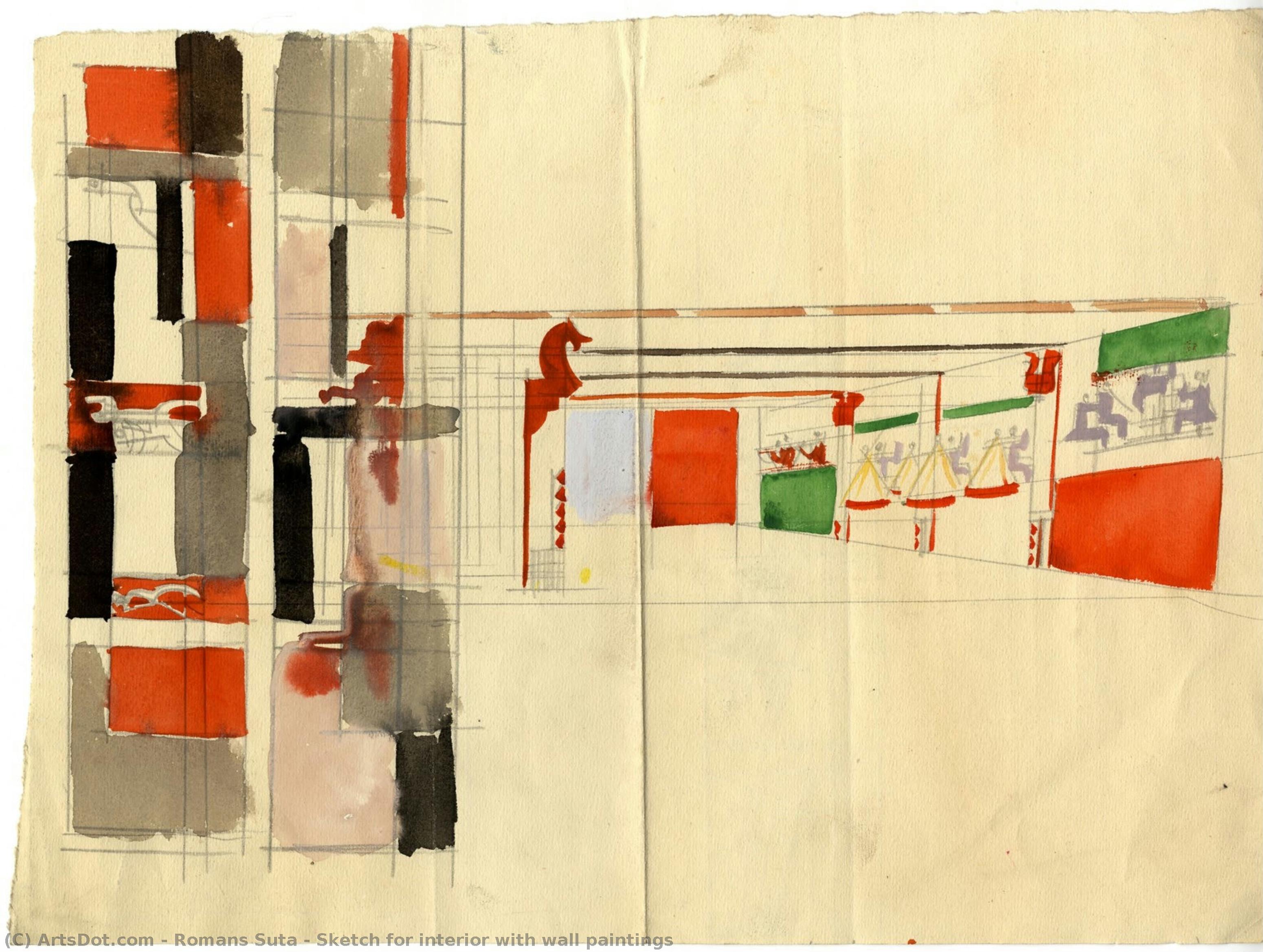 Sketch For Interior With Wall Paintings — Romans Suta