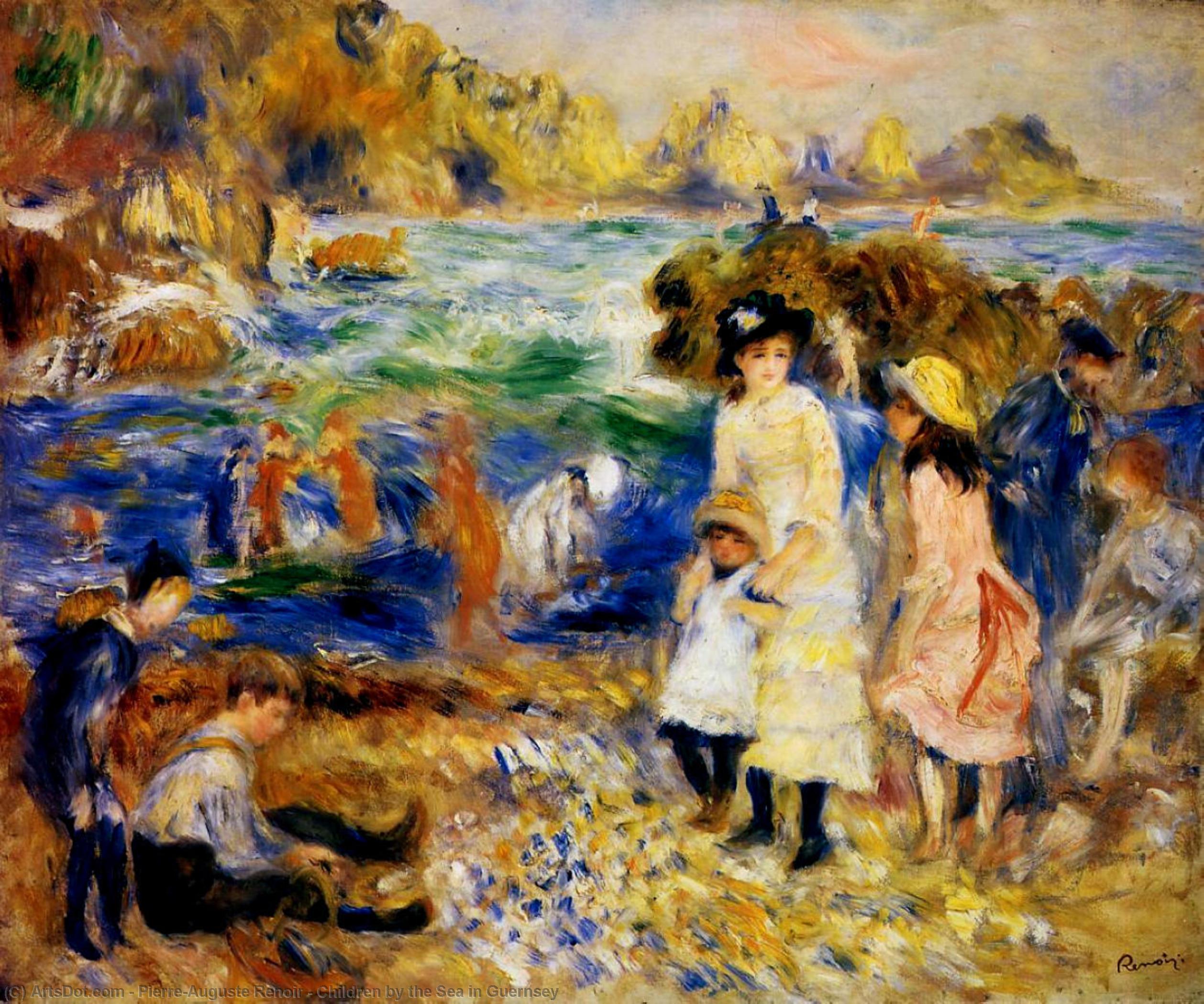 Children By The Sea In Guernsey — Pierre-auguste Renoir