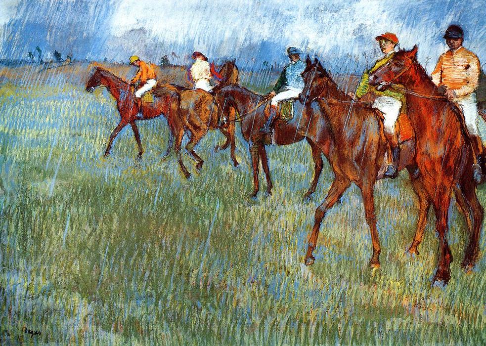 Jockeys In The Rain — Edgar Degas
