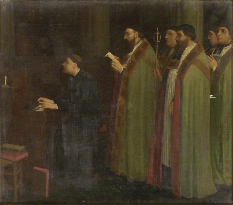 Interior With An Organist And A Procession — Alphonse Legros