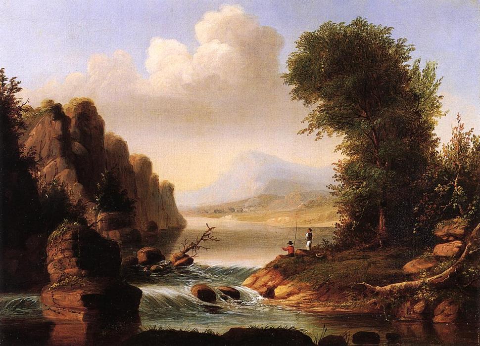 Fishing By A River — George Henry Durrie