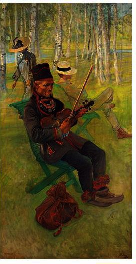 A Laplander Playing The Fiddle — Carl Larsson