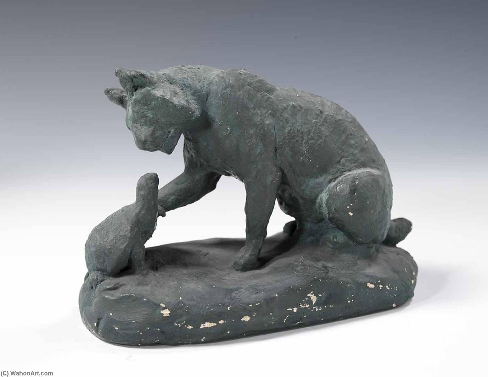 Wild Cat And Turtle — Edward Kemeys