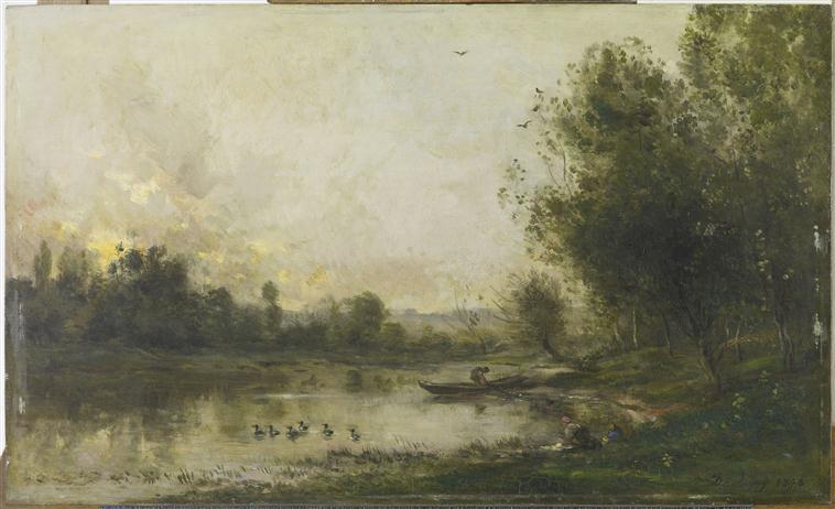 Bords De L'oise. Le Pecheur — Charles-françois Daubigny