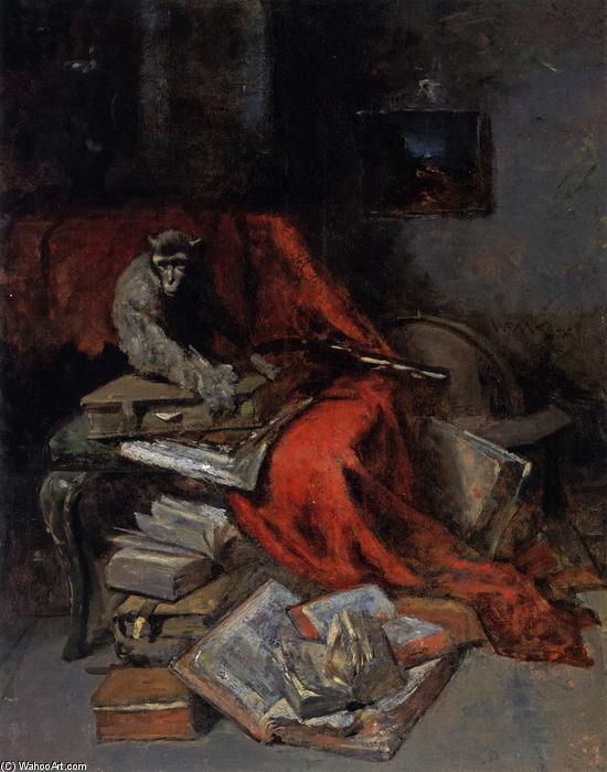 Still Life With Monkey (also Known As Monkeying With Literature) — William Merritt Chase