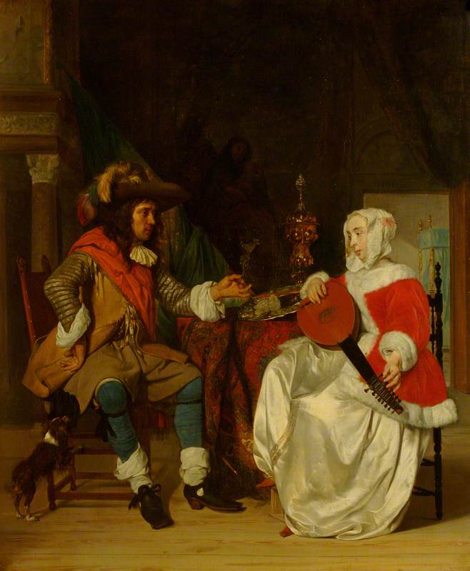 The Tête À Tête A Lady Playing A Lute, And A Cavalier — Gabriel Metsu