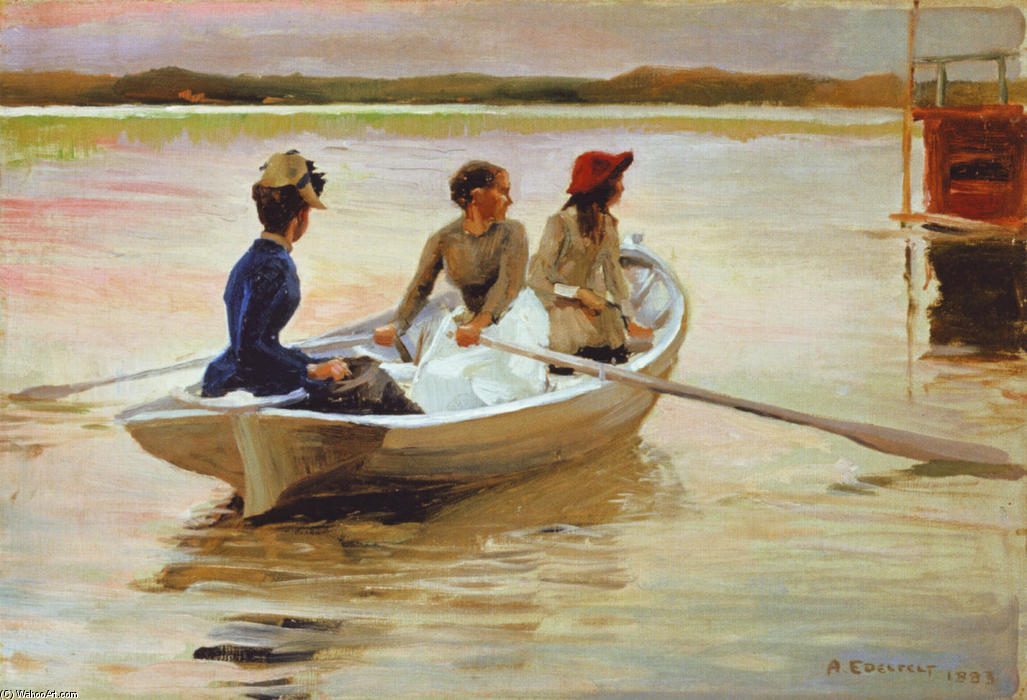Tyttöjä Veneessä (kesä Saaristossa) — Albert Edelfelt