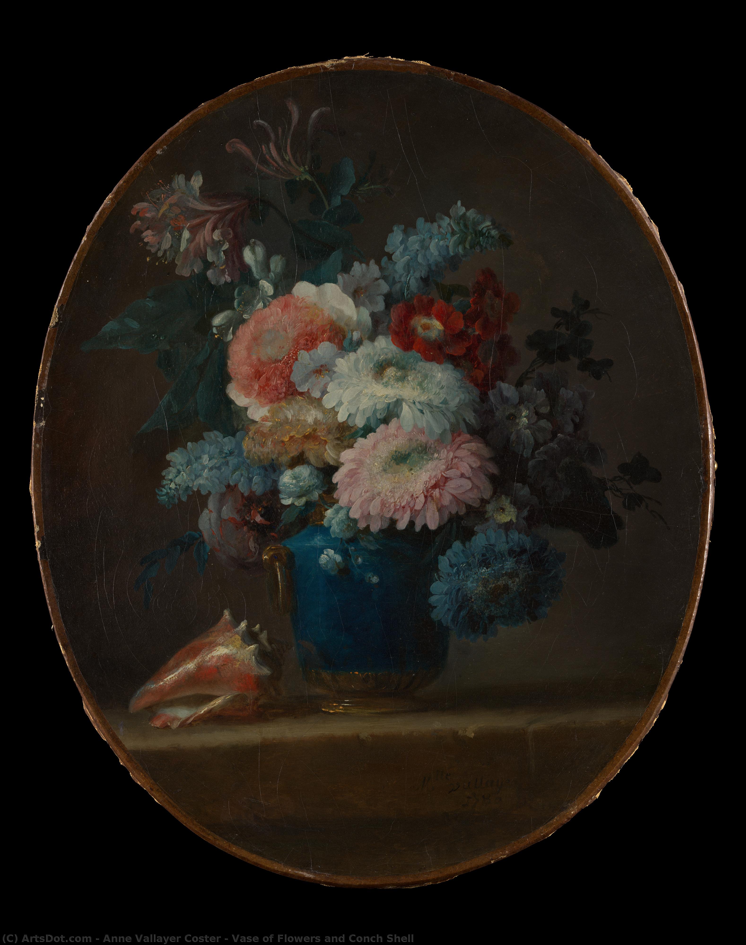 Vase Of Flowers And Conch Shell — Anne Vallayer-coster
