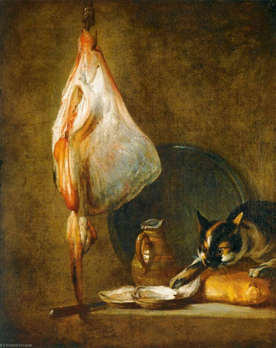 Still Life With Cat And Rayfish — Jean-baptiste-siméon Chardin