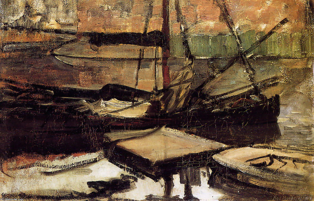 Moored Ships Sun — Piet Mondrian