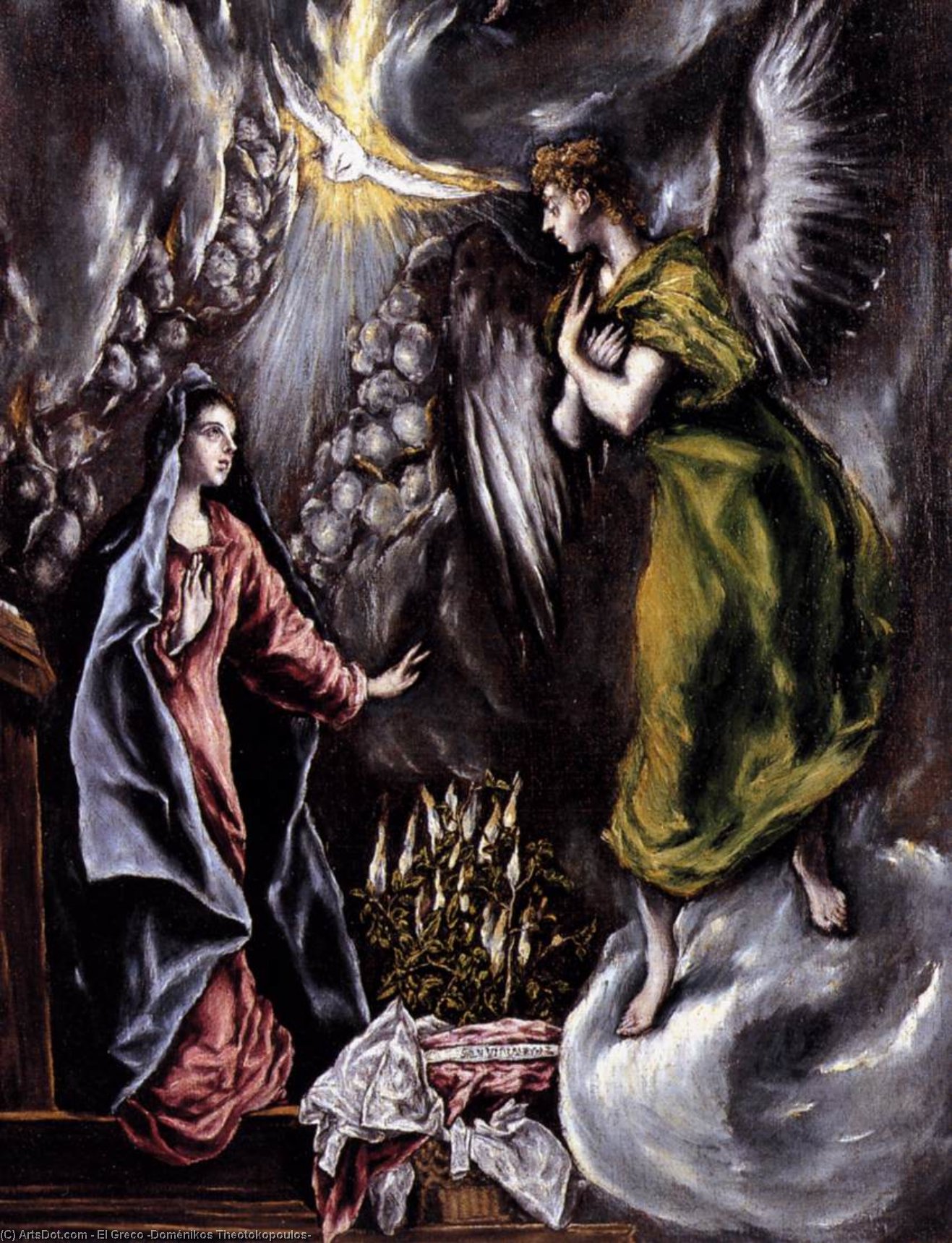 The Annunciation (detail) — El Greco