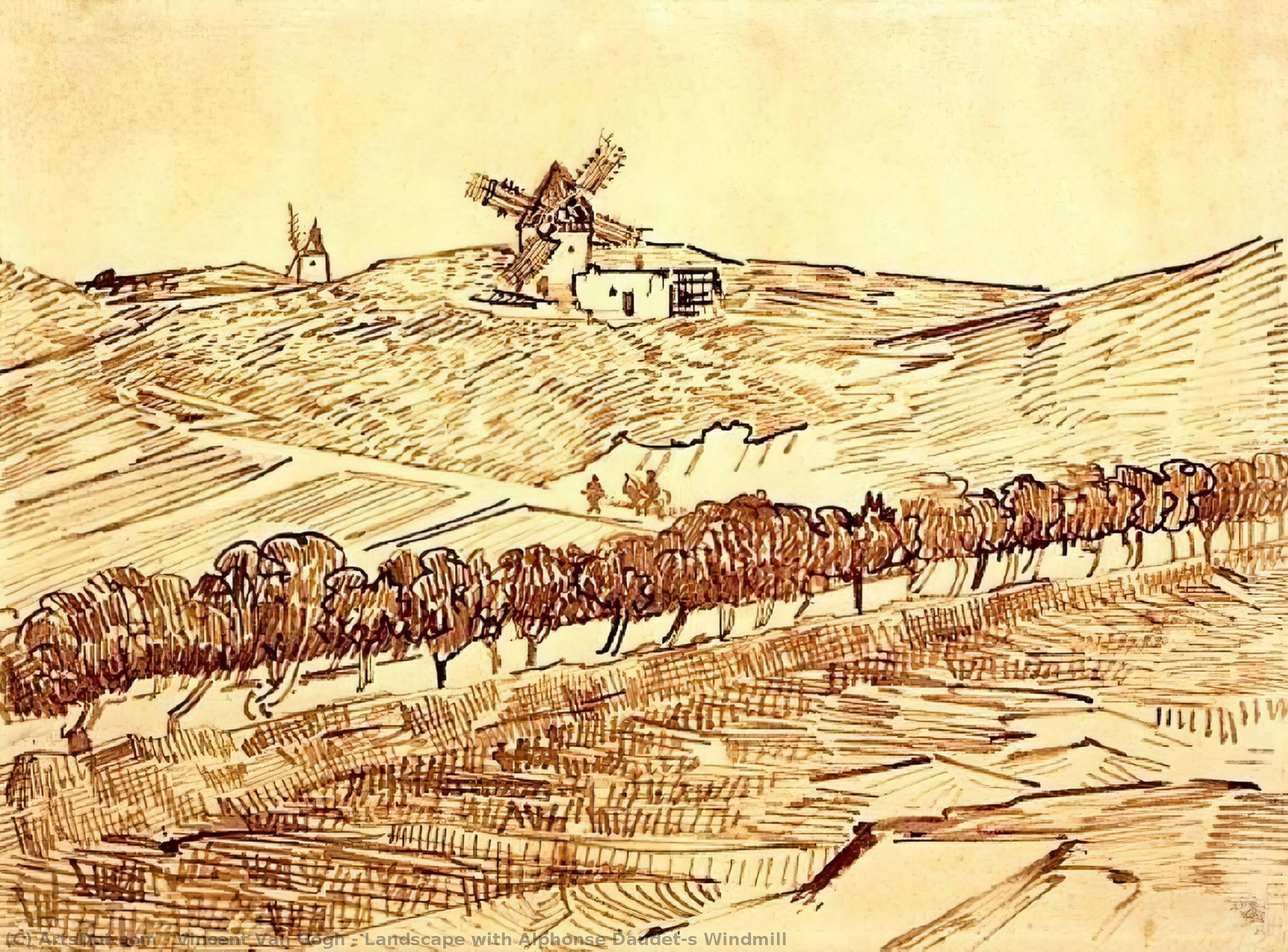 Landscape With Alphonse Daudet's Windmill — Vincent Willem Van Gogh