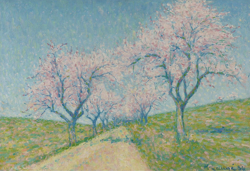 The Road Boarding By Almond-trees In Bloom, (1934) — Achille Laugé