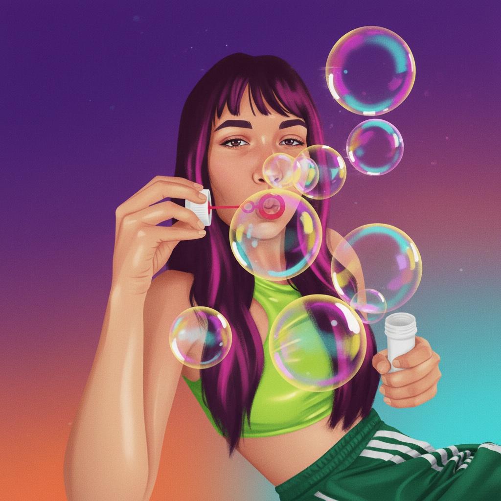 Ephemeral Radiance: A Serene Symphony Of Iridescent Spheres And Violet Dreams — Isabelle Dupuis