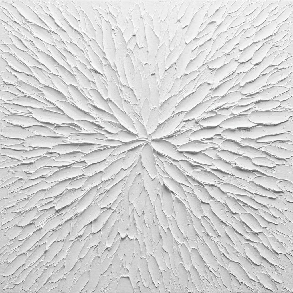 Radiant Monochromatic Expansion: A Sculptural Study In White Impasto And Radial Light — David Moreau
