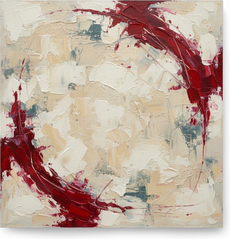 Crimson Fragmented Orbit: A Monumental Study In Spontaneous Impasto And Gestural Chaos — Laurent Fabre