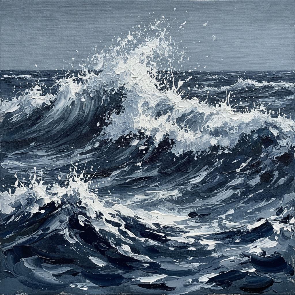 Monolithic Surge: A Sculptural Study Of Turbulent Tides And Ethereal White Foam — Christian Noiret