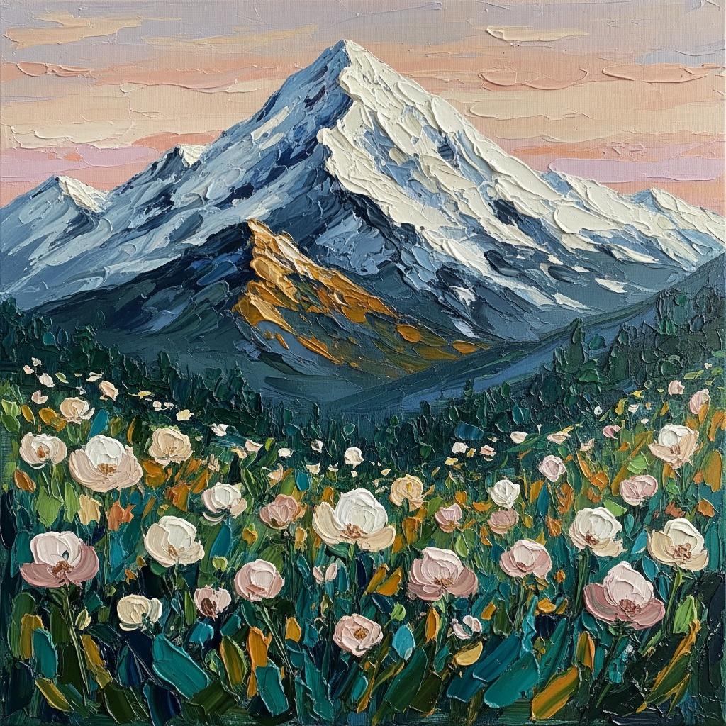 Eternal Peak In Golden Light: A Monumental Impasto Study Of Alpine Serenity — Christian Noiret