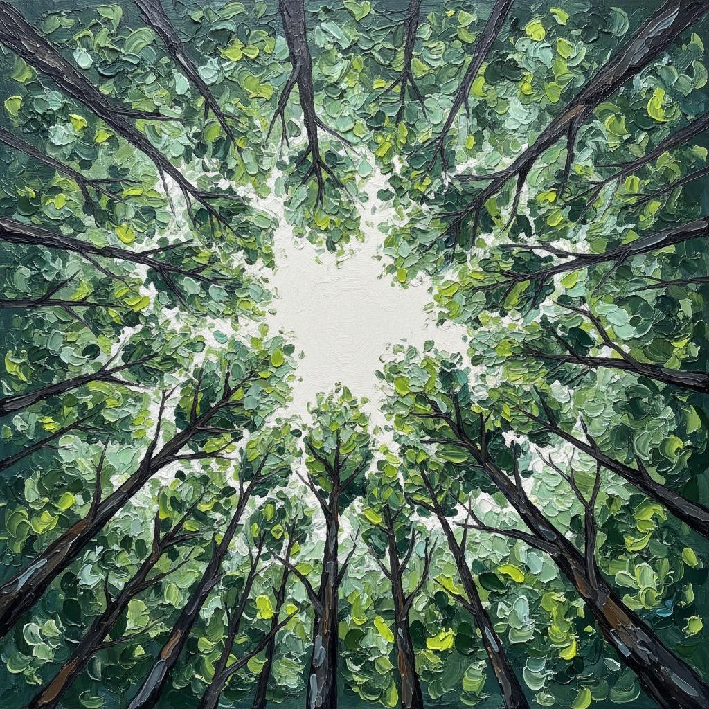 Radiant Canopy Convergence: A Singular Vision Of Emerald Light And Sculptural Forest Depth — David Moreau