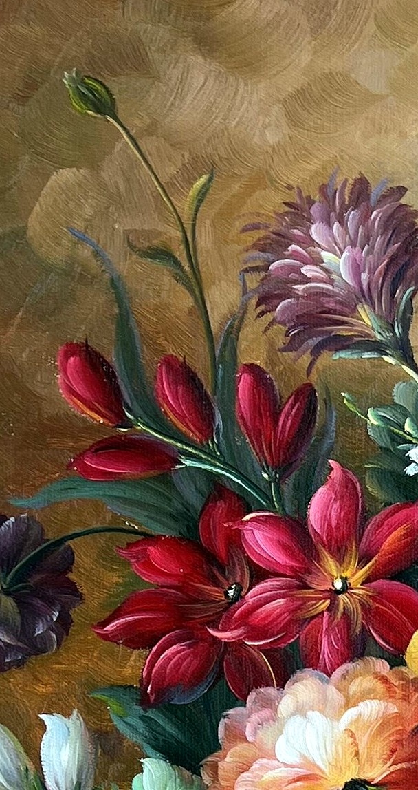 Baroque Floral Still Life with Roses and Peonies - detail