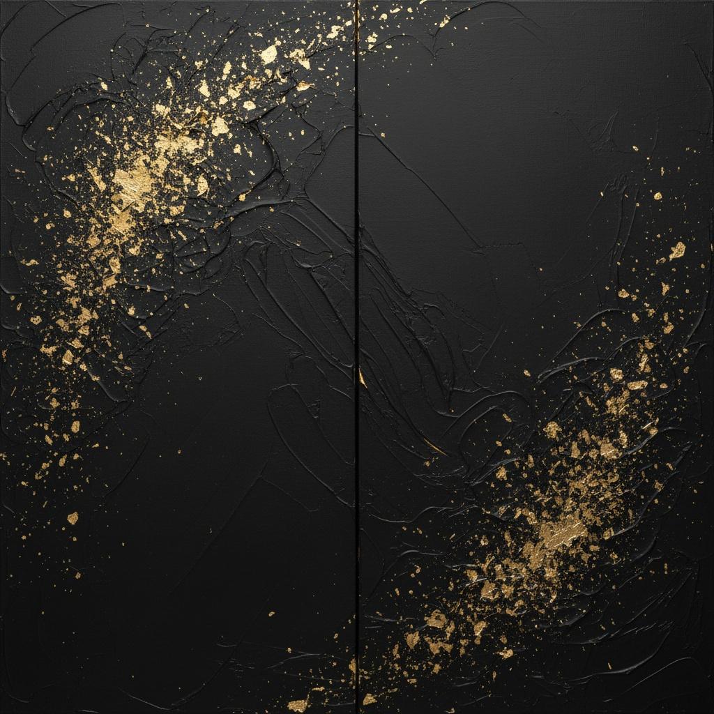 Fragmented Gilded Echoes In A Celestial Void Of Obsidian Motion — David Moreau
