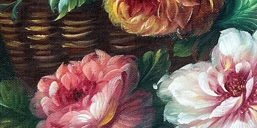 Romantic Floral Still Life with Roses - detail