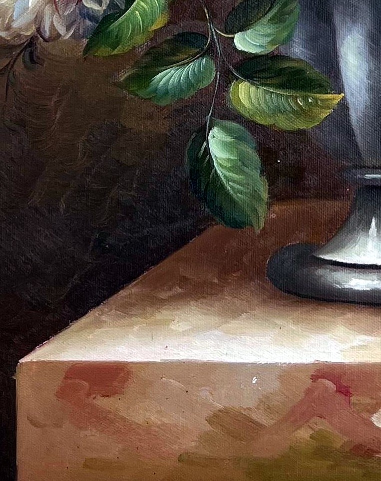 Baroque Floral Still Life with Lilies and Roses - detail
