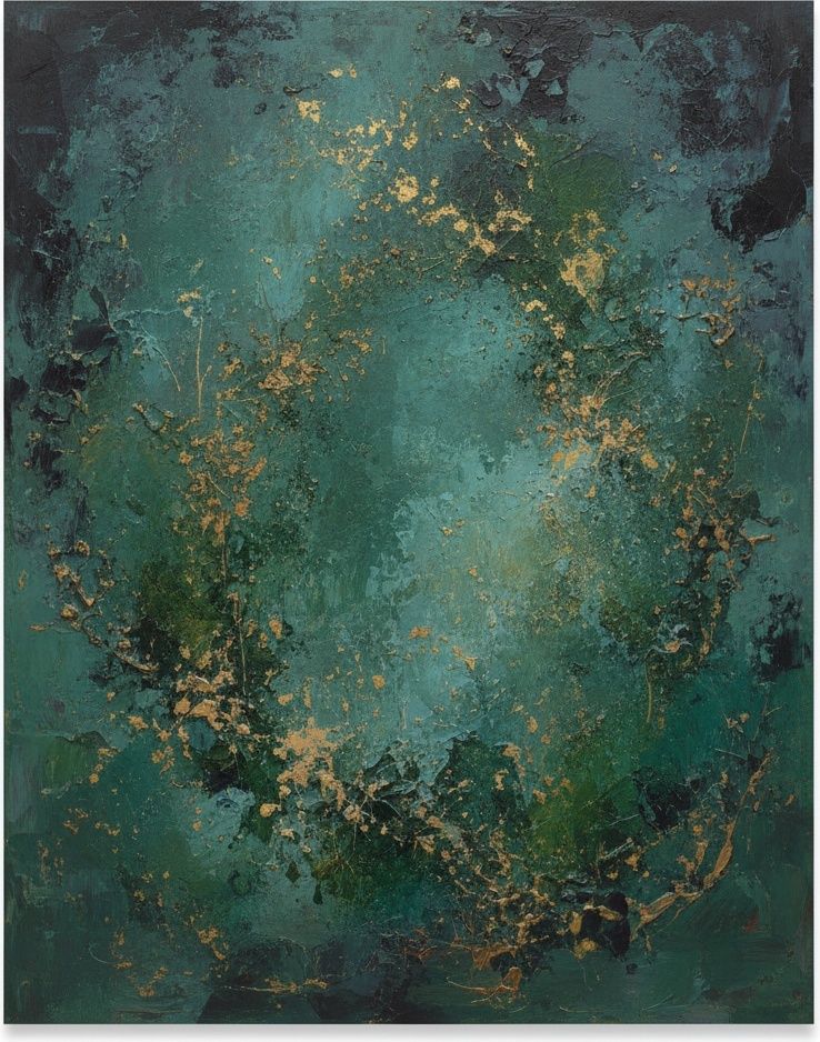 Ethereal Emerald Vortex With Gilded Veins In A Meditative Abstract Composition — David Moreau