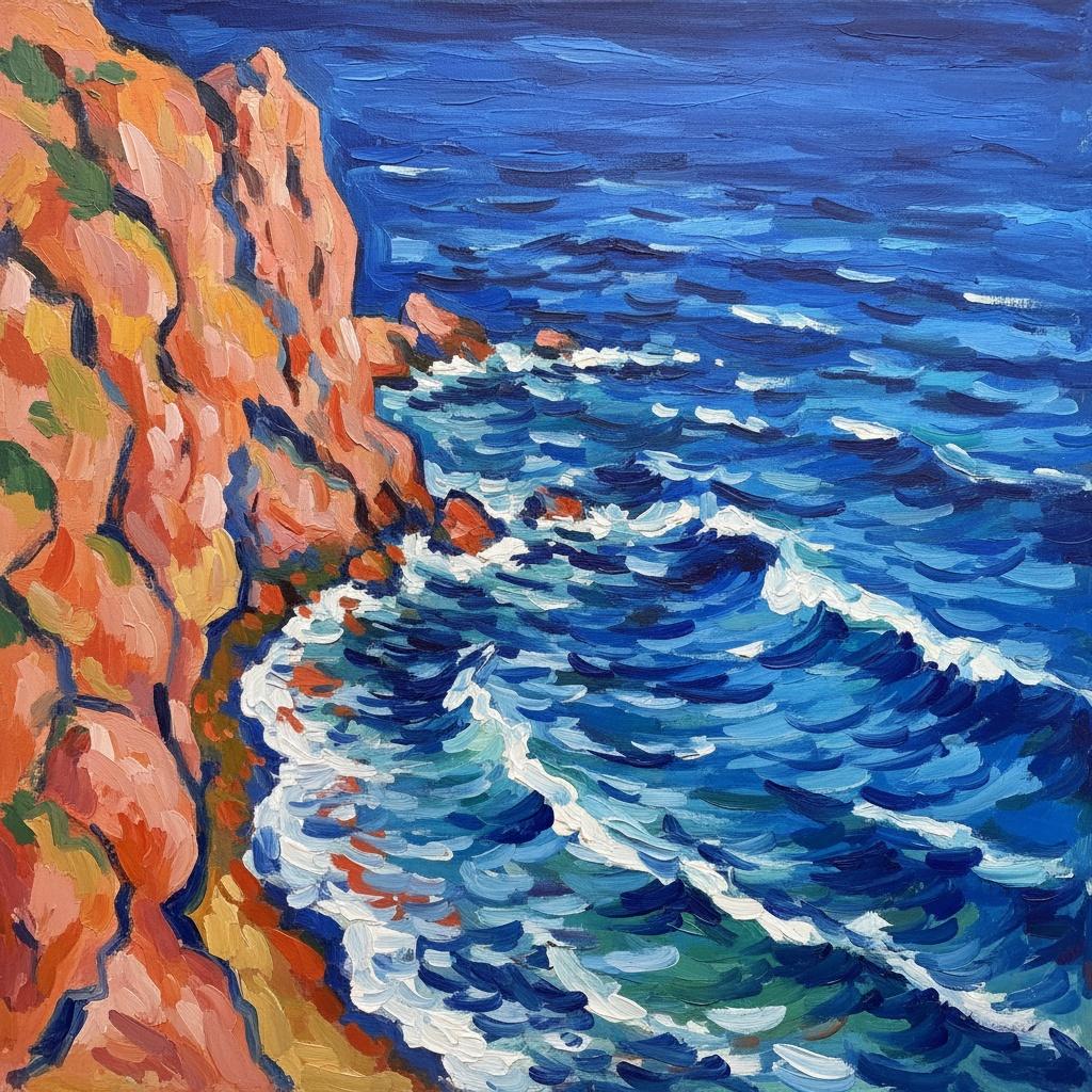 Azure Rhythms Of The Terracotta Shore: A Singular Vision — Marc Duvallier
