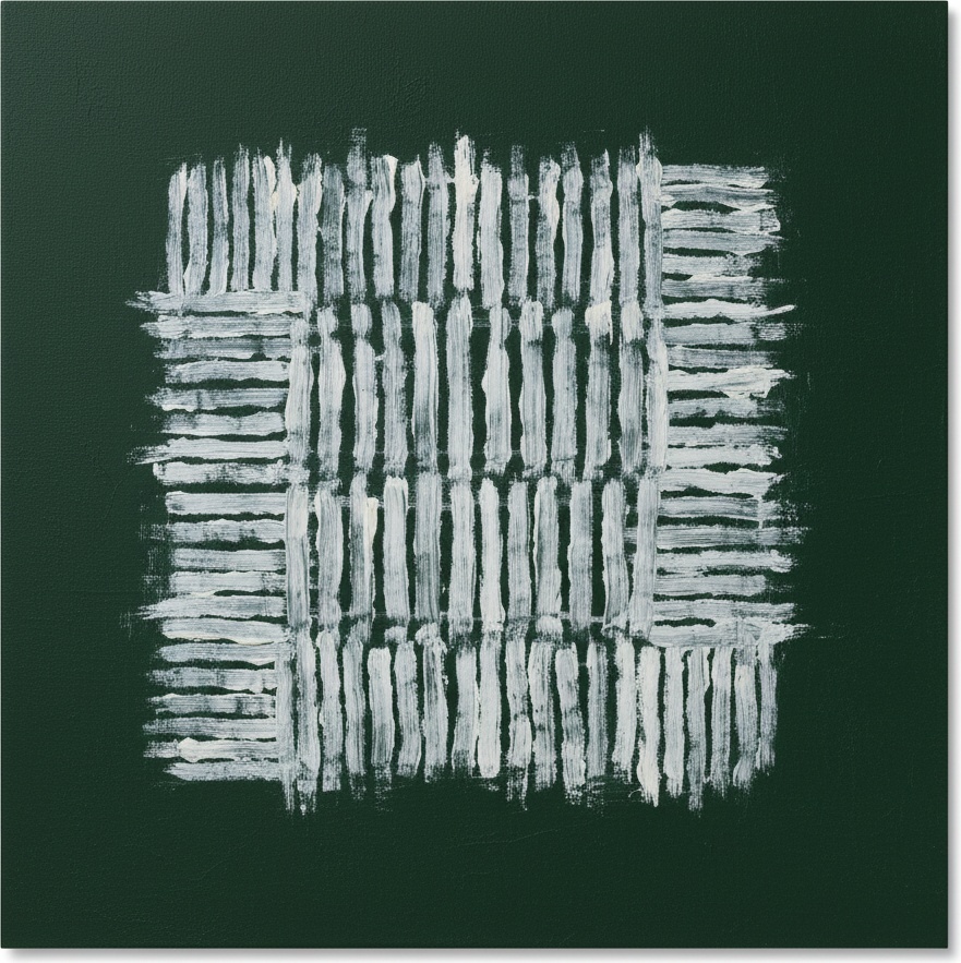 Monolithic Echoes In Cream And Forest Green: A Singular Abstract Masterpiece — Laurent Vionnet