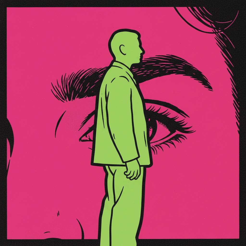 Chromatic Vision: A Singular Surrealist Silhouette In Magenta And Lime — Caroline Pelletier