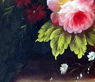 Romantic Floral Bouquet in Golden Vase - detail