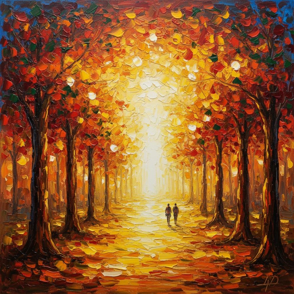 Ethereal Path Of Golden Embers: A Singular Vision Of Eternal Autumn Light — Christian Noiret