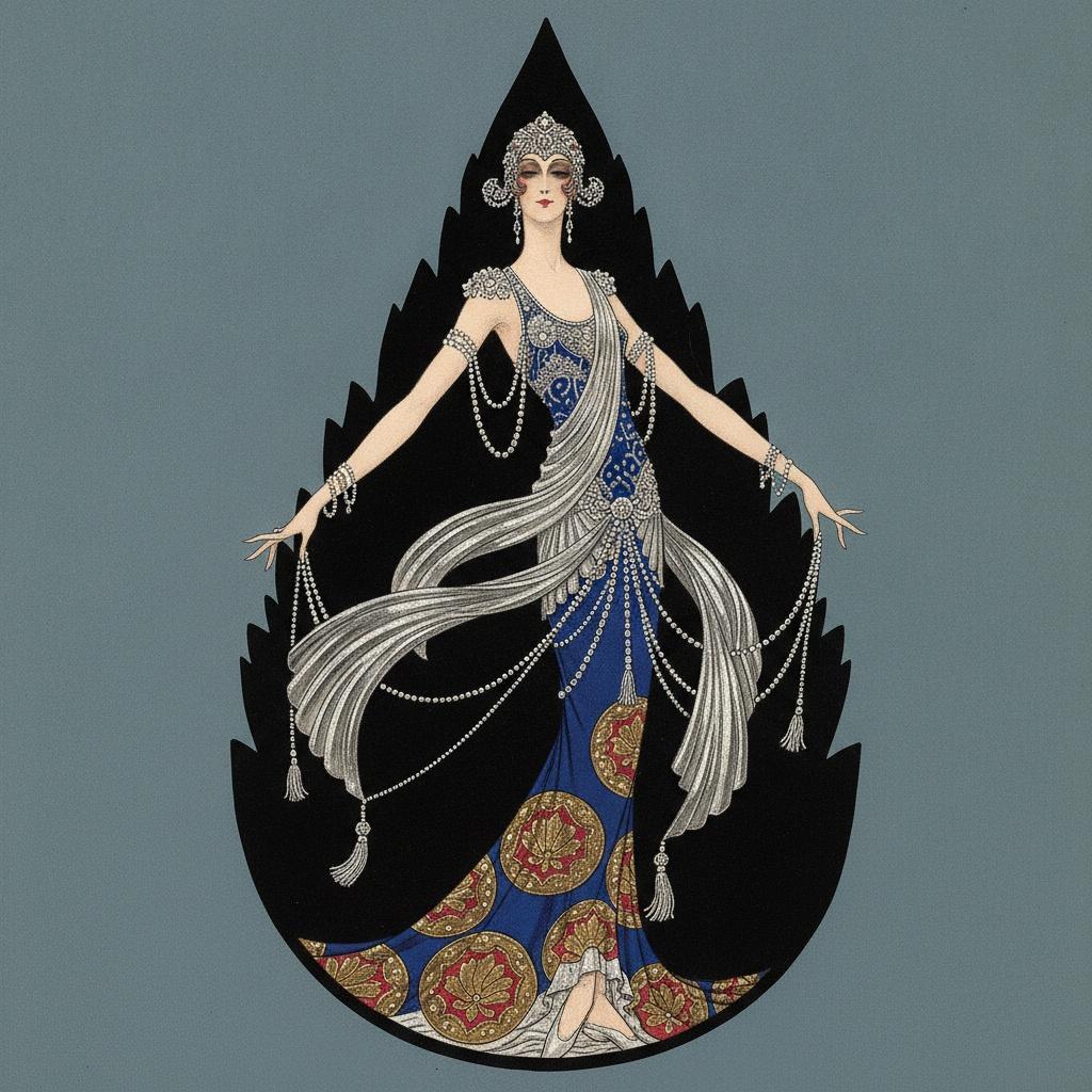 Regal Figure In Cobalt And Gold Within A Dark Mandorla — Valentin Laurent De Courcey