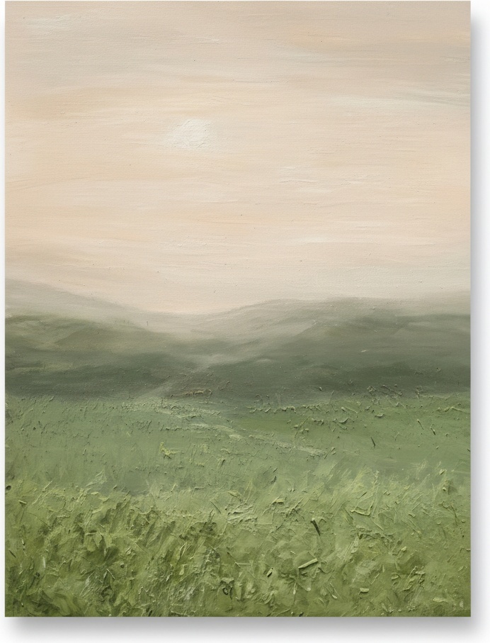 Ethereal Layers Of Sage And Mist In A Singular Meditative Landscape — Laurent Roche