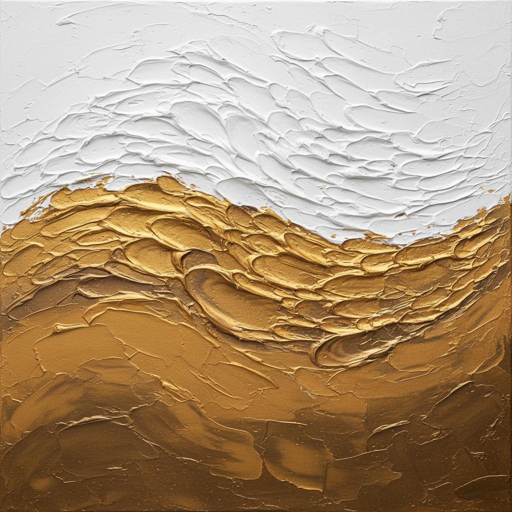 Gilded Undulations: A Monumental Study Of Sculptural White And Liquid Gold Flow — David Moreau