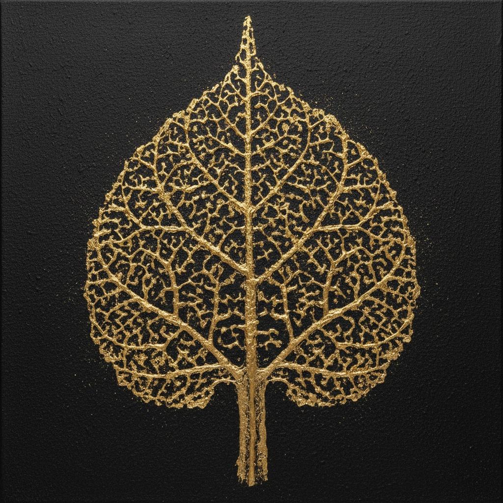 Gilded Veins Of Eternity: A Monumental Golden Skeleton In Midnight Void — David Moreau