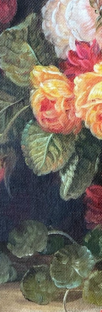 Baroque Floral Still Life in Golden Urn - detail