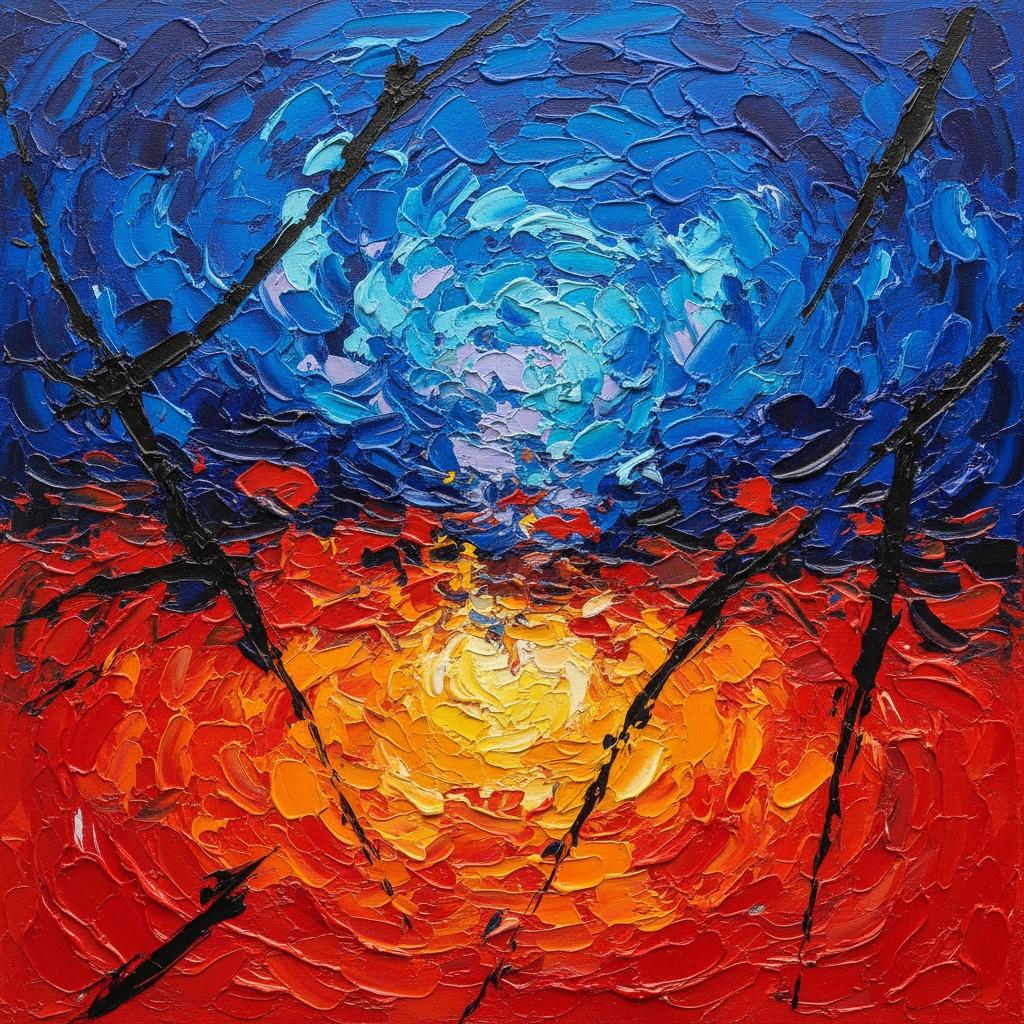 Fragmented Horizon: A Monumental Study Of Celestial Fire And Deep Oceanic Tension — Christian Noiret