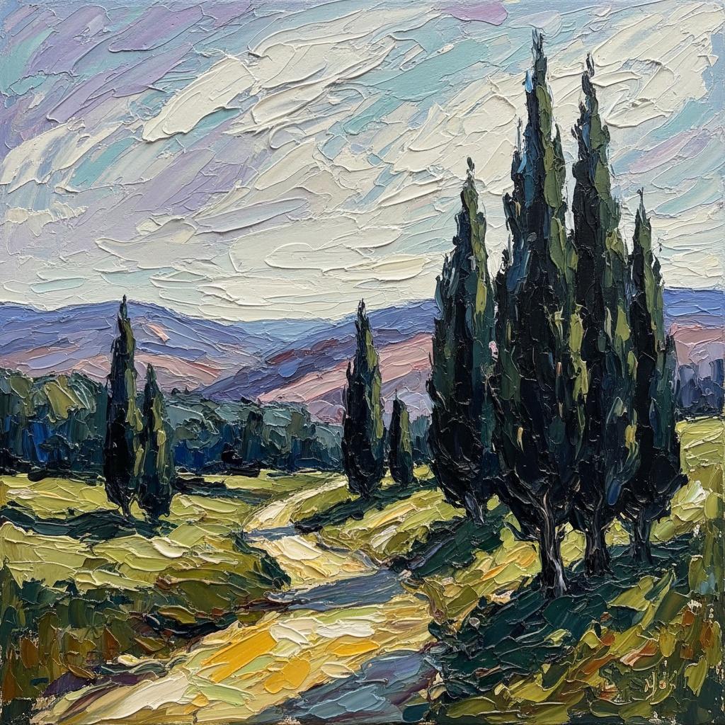 Eternal Path Through Sylvan Shadows: A Monumental Impasto Study In Serenity — Christian Noiret