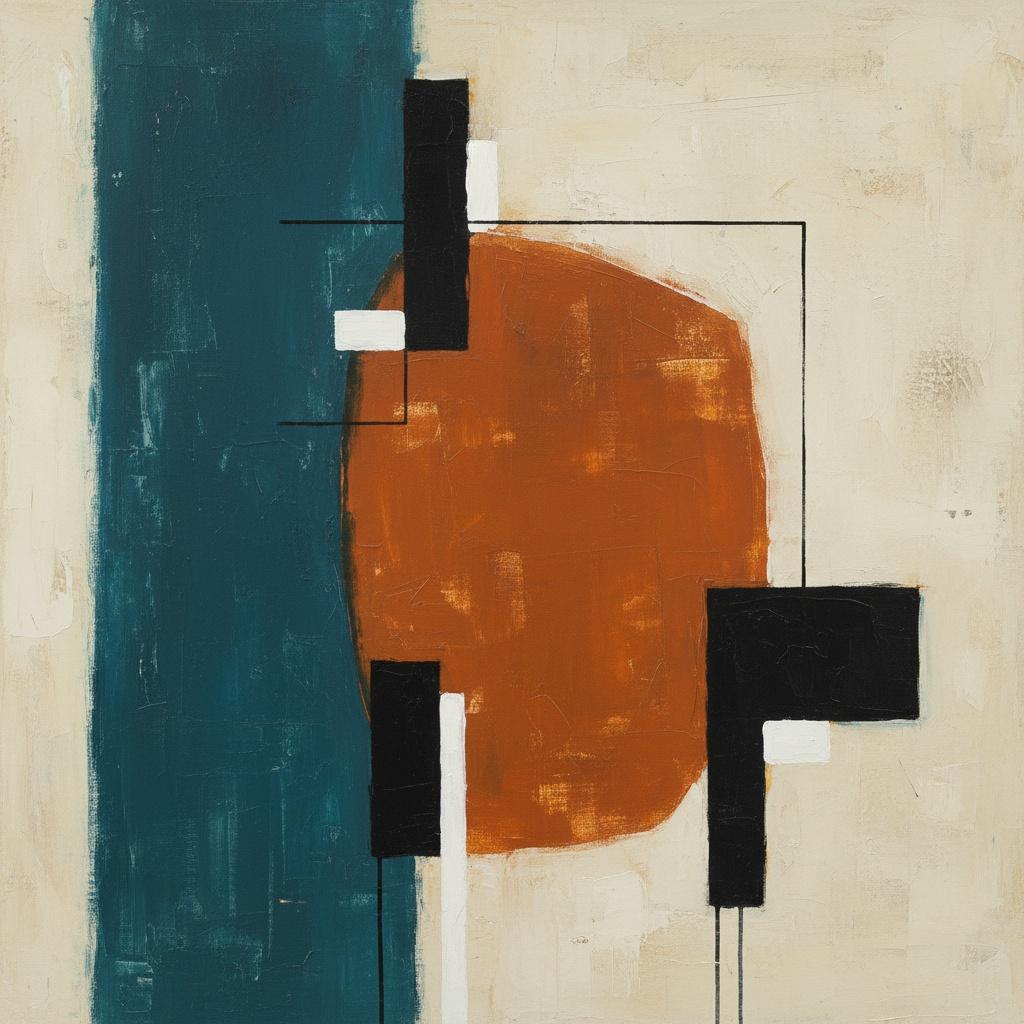 The Silent Architecture Of Deep Teal And Burnt Orange Geometry — Christian Noiret