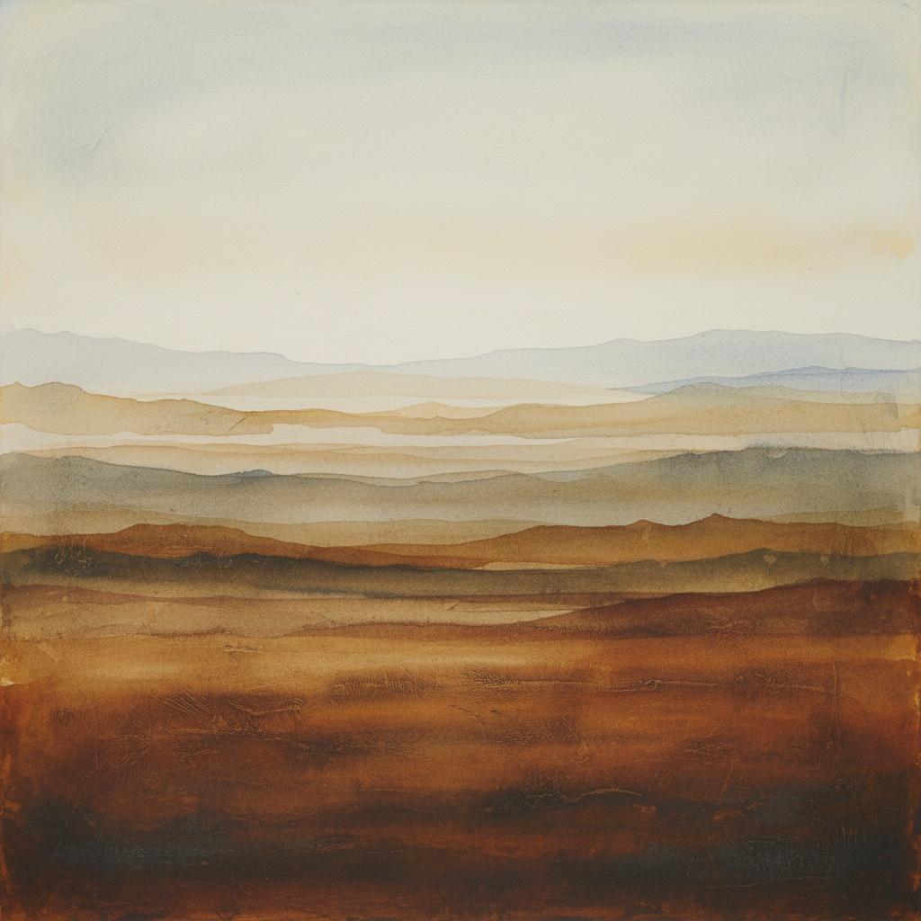 Ephemeral Stratifications: A Meditation On Ochre Earth And Distant Blue Horizons — Laurent Fontaine