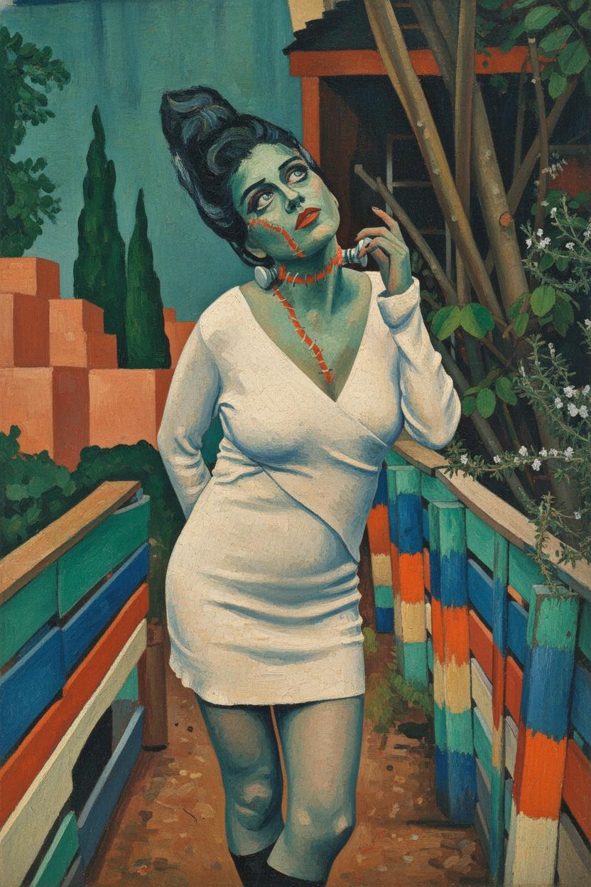 Fragmented Verdure: An Introspective Study In Crimson And Teal — Philippe Masson