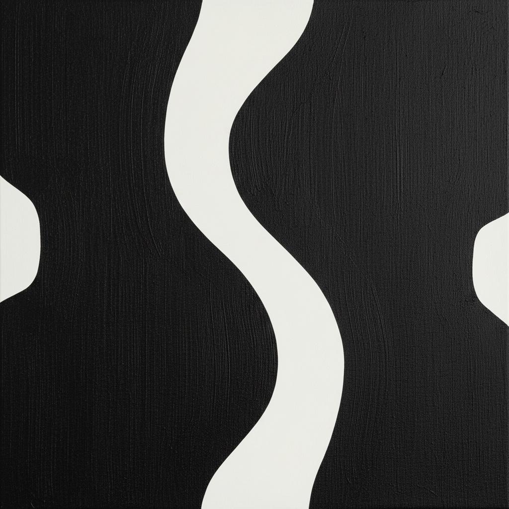 Monolithic Serenity: An Eternal Dance Of Fluid White Waves On Midnight Black — Laurent Vionnet
