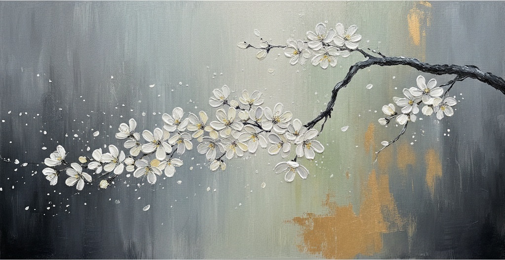 Ethereal Descent Of Gilded Petals Amidst A Serene Charcoal Twilight — Laurent Roche