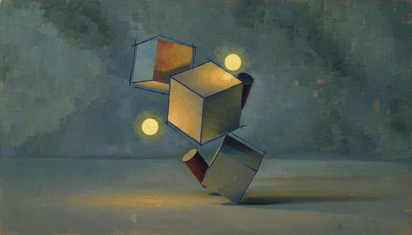 Geometric Equilibrium In Ochre And Slate: A Study Of Suspended Form — Alice Marchand