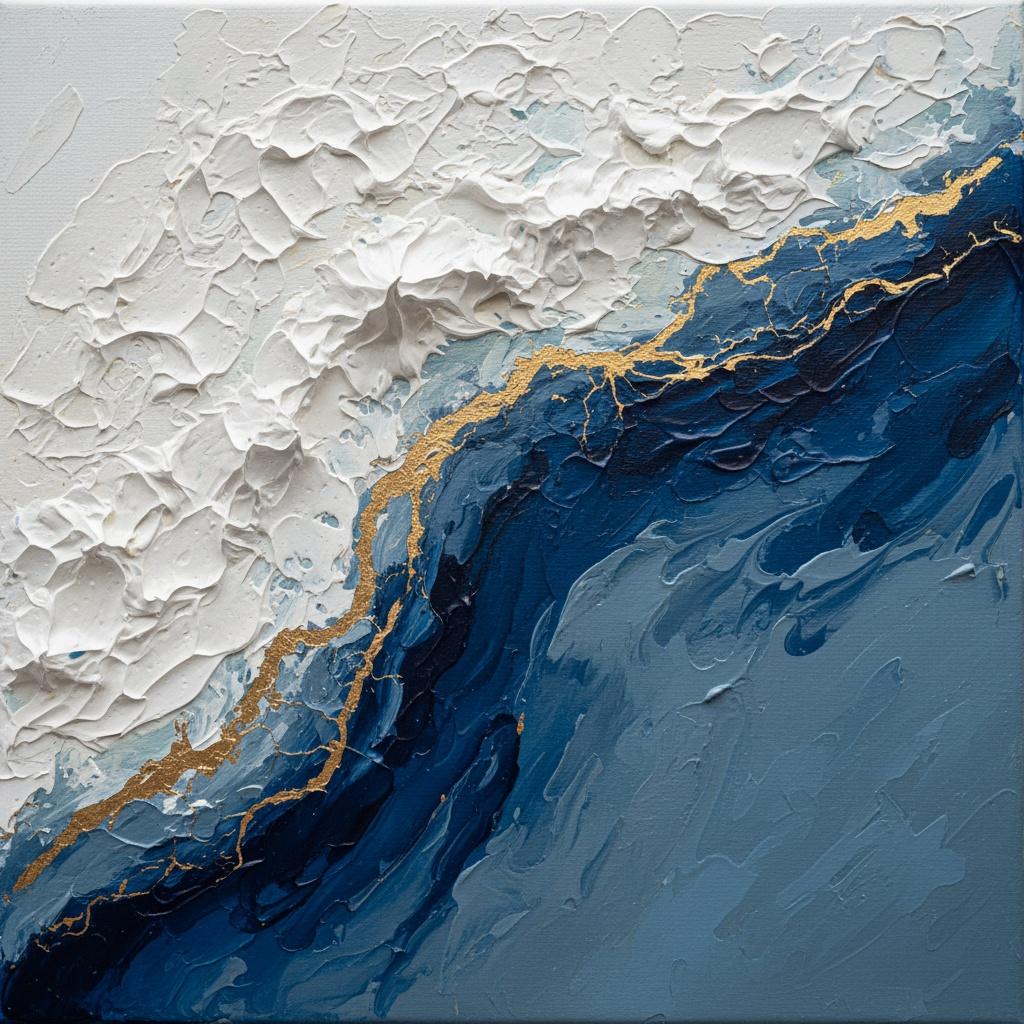 Fragmented Midnight: A Monumental Study Of Gilded Veins And Sculptural White Impasto — David Moreau