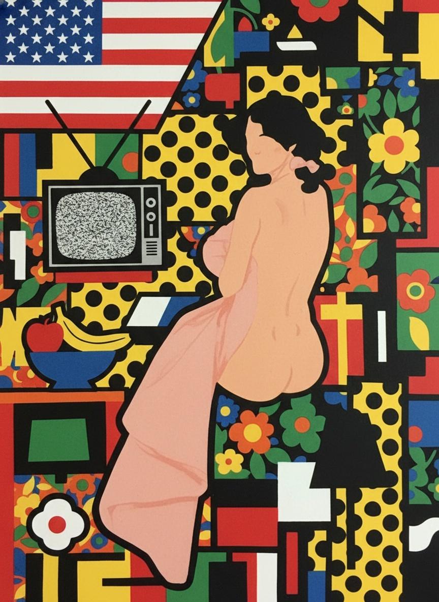Fragmentierte Echos Von Americana In Einem Lebendigen Pop-art-mosaik-meisterwerk — Arthur Tessier